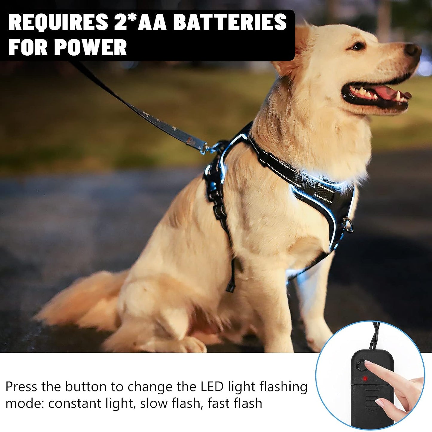 No Pull Dog Harness,  Light up Dog Harness There Are 3 Light Modes with Control Handle and Reflective Strap, Adjustable Breathable Dog Vest Suitable for Small, Medium, Large Dogs(S)